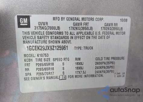 2009 Chevrolet Silverado 1500 Lt z USA, uszkodzony, nr VIN 1GCEK29JX9Z125961